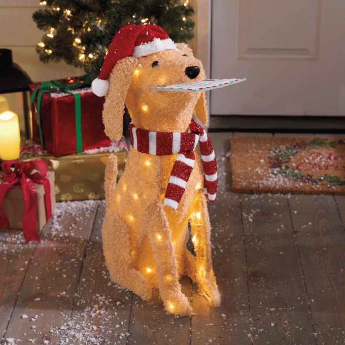 Lit Christmas Puppy Lawn Décor, , large