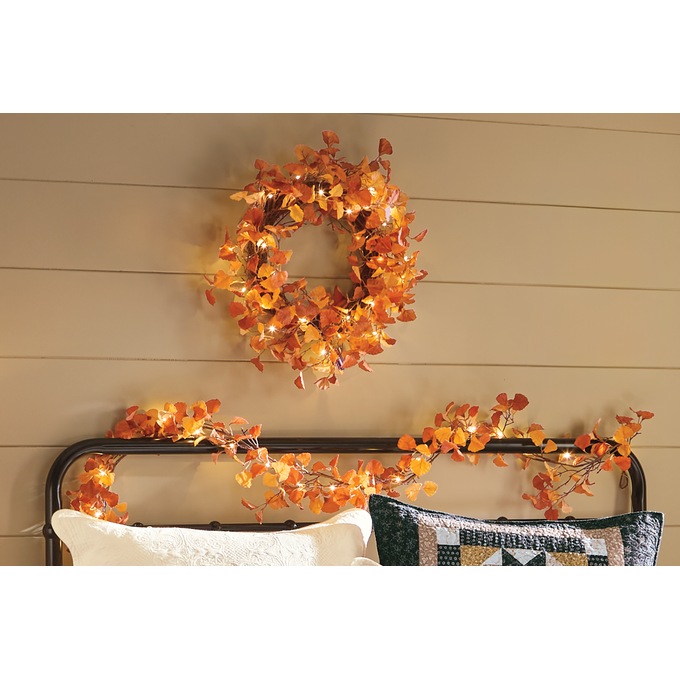 Fall Gingko Leaf Wreath &amp; Garland, , large
