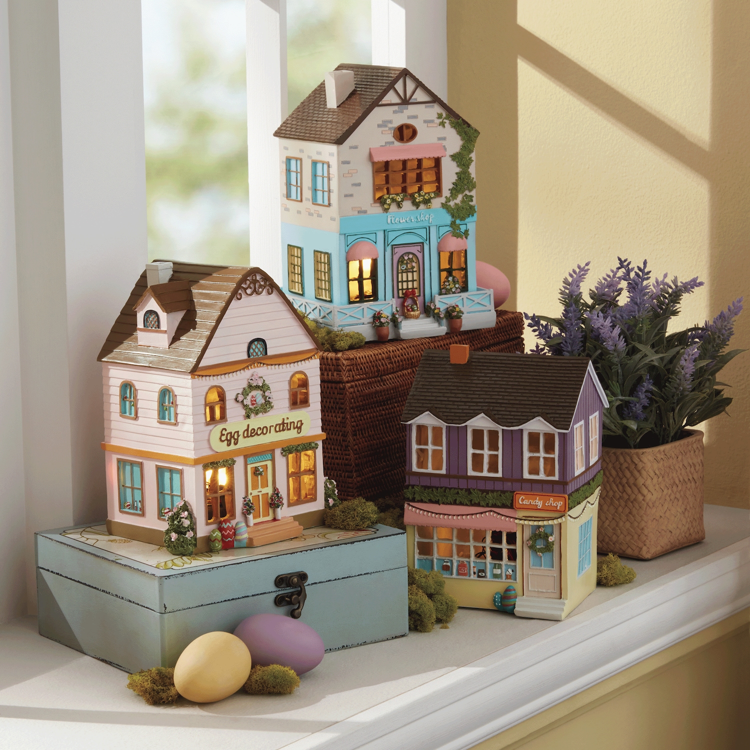 Lit Easter Town Swiss Colony