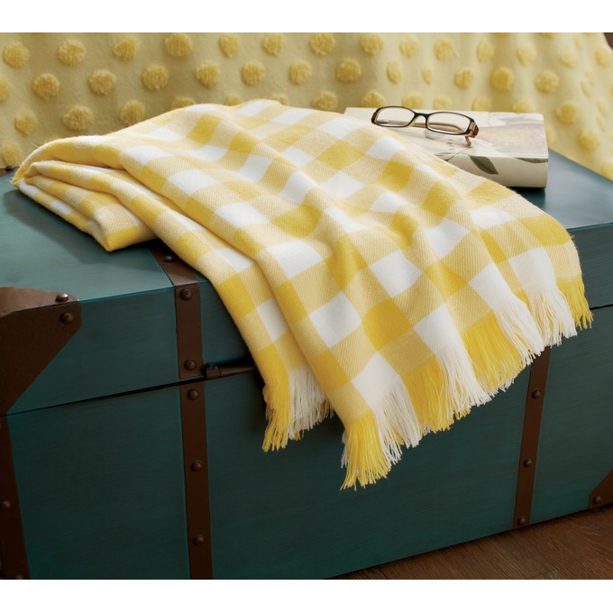 Plaid Fringed Throw, , large