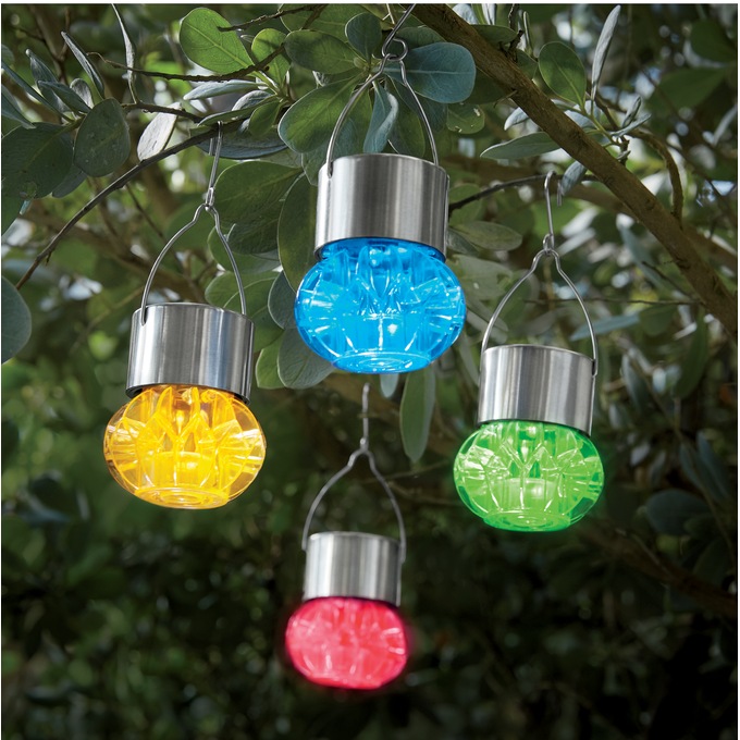 Set of 4 Multicolored Solar Lights, , large