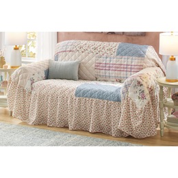 Quilted Ruffled Furniture Throw Protector, , large