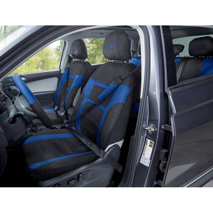 14-Piece Seat Cover Kit, Blue, large