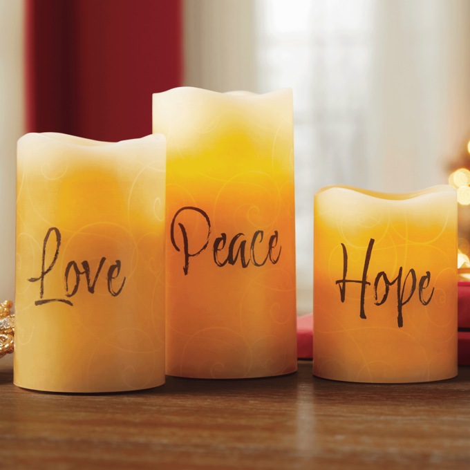 Set of 3 LED Sentiment Candle, , large
