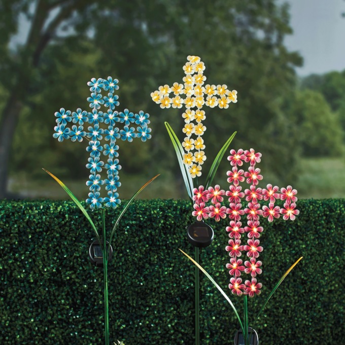 Solar Cross Garden Stake, , large