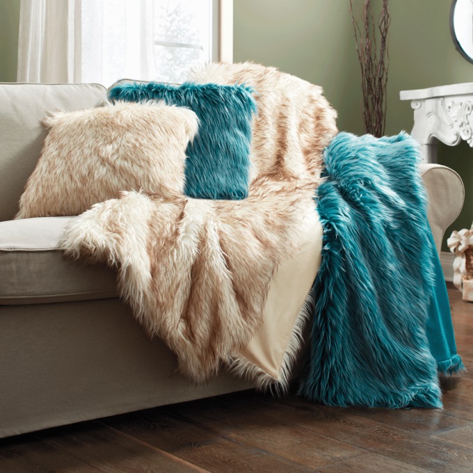 Tipped Faux-Fur Pillow, , large