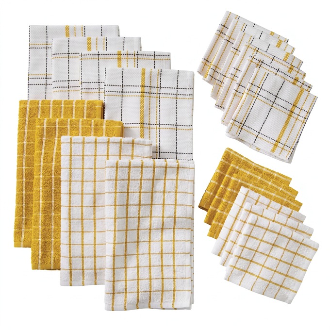 Color Connection 20-piece Kitchen Towel Set, Golden Honey, large