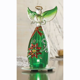 Painted Floral Glass Angel Figurine, , large