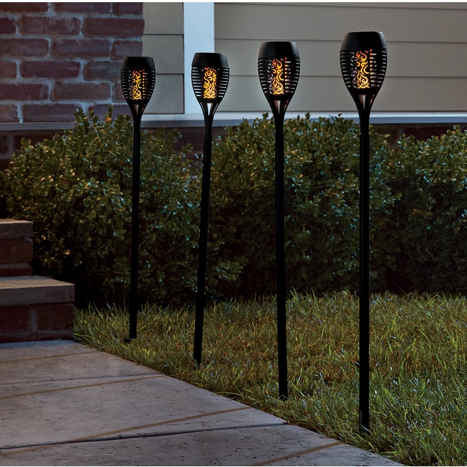 Solar flame stake light top