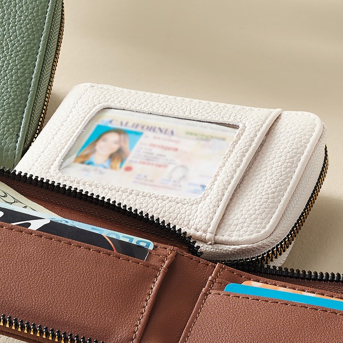 Kedzie Faux Leather Zip Wallet with Exterior ID Window, , large