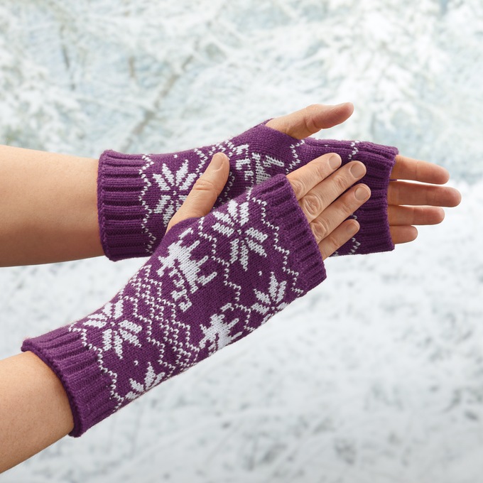 Fingerless Gloves, Purple, large