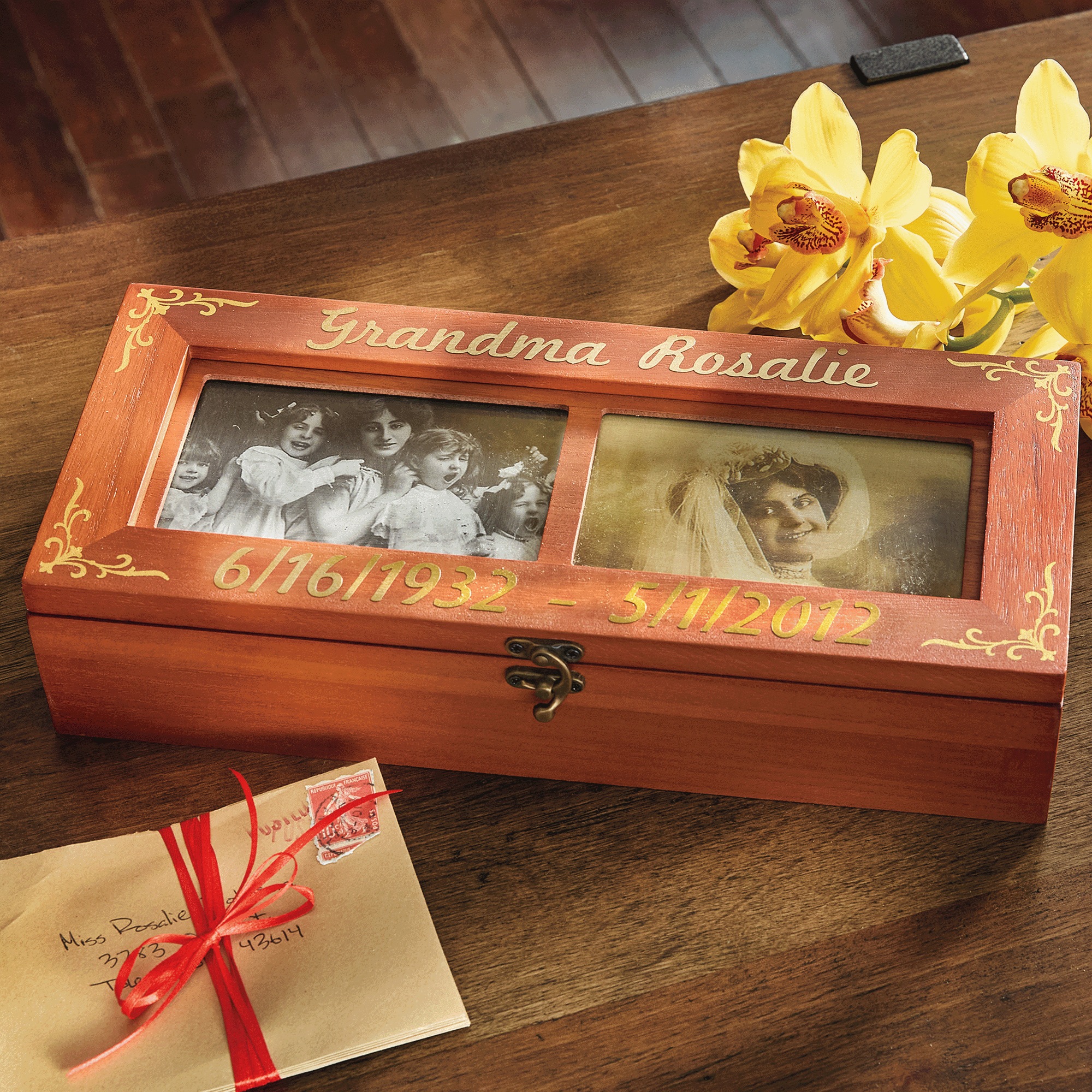 Photo Frame Memory Keepsake Box, Brown, large
