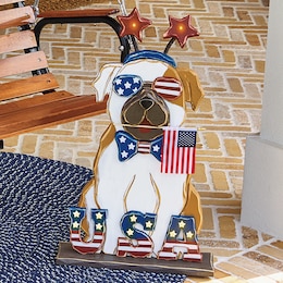 Chunky Wood Cutouts Lit Americana Dog, , large
