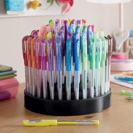 100-Piece Gel Pen Set with Rotating Stand, , large