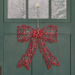 Large Red Bow Outdoor D&eacute;cor with Twinkle Lights, , large