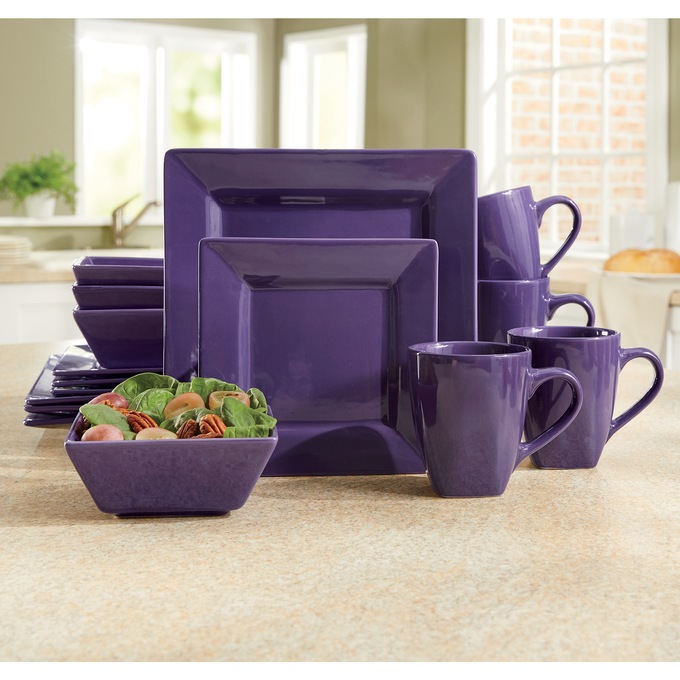 16-Piece Solid Square Dinnerware Set, , large