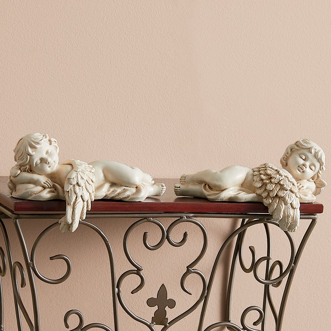 2-Piece Cherub Angel Shelf Sitter Set, , large