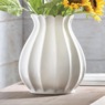 Ribbed Scalloped Stoneware Vase, White, large