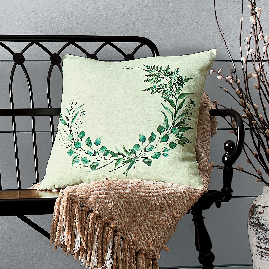 Ferns & Leaves Personalized Pillow, , large
