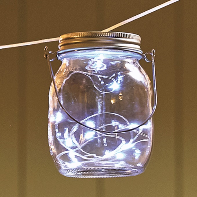 Set of 10 Solar Mason Jar String Lights, Clear, large