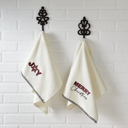 Set of 2 Holiday Sentiment Hand Towels, , large