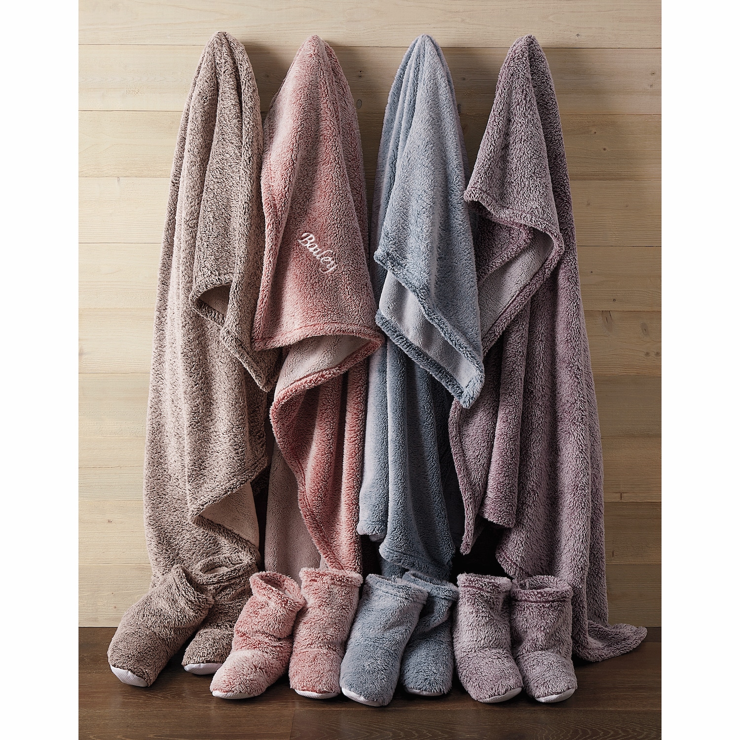 Ultraplush Throw Blanket and Bootie Slippers Gift Set | Swiss Colony