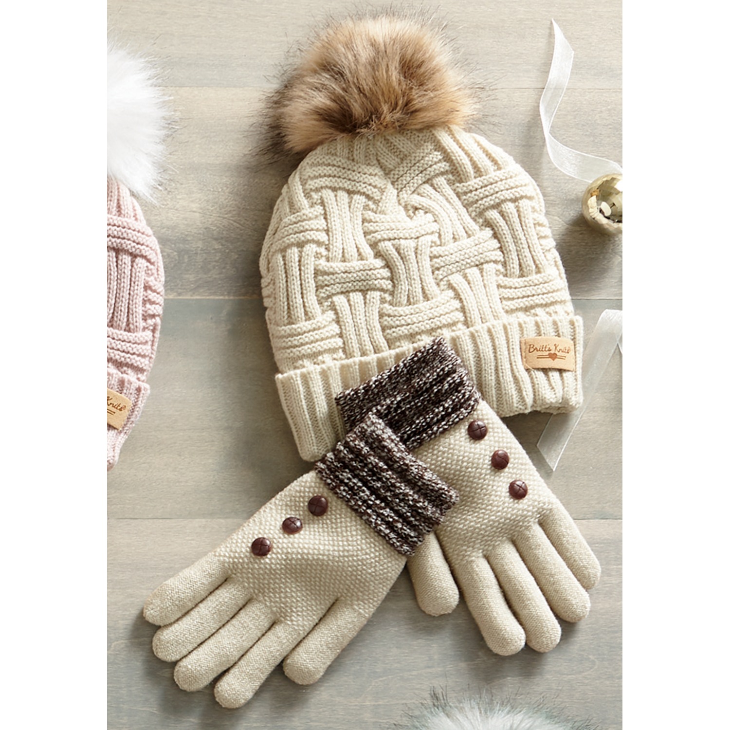 Classic Britt’s Knits Hat and Gloves Swiss Colony
