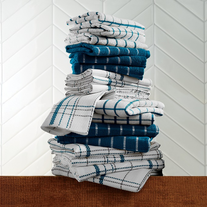 Color Connection 20-piece Kitchen Towel Set, Island Blue, large