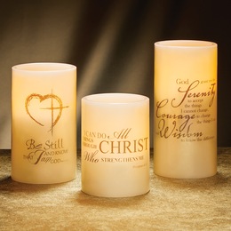 Set of 3 Inspirational LED Candles, , large